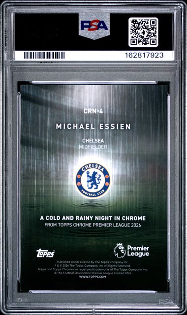 Topps Michael Essien A Cold & Rainy Night In Chrome #4 2025-2026 Topps Chrome Premier League PSA 10