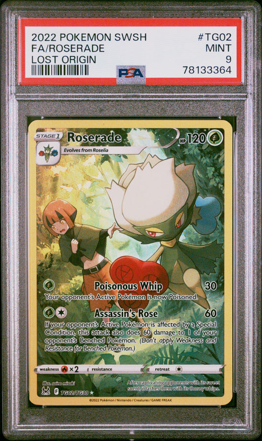 Pokemon FA/Roserade TG02/TG30 Lost Origin Pokemon SWSH 2022 PSA9