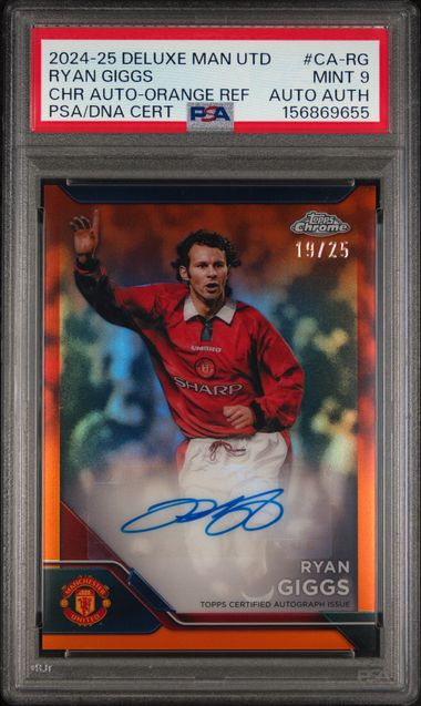 Topps Ryan Giggs 19/25 Chrome Autographs Orange Refractor #CA-RG 2024 2024-25 Topps Chrome Deluxe Edition Manchester United PSA 9