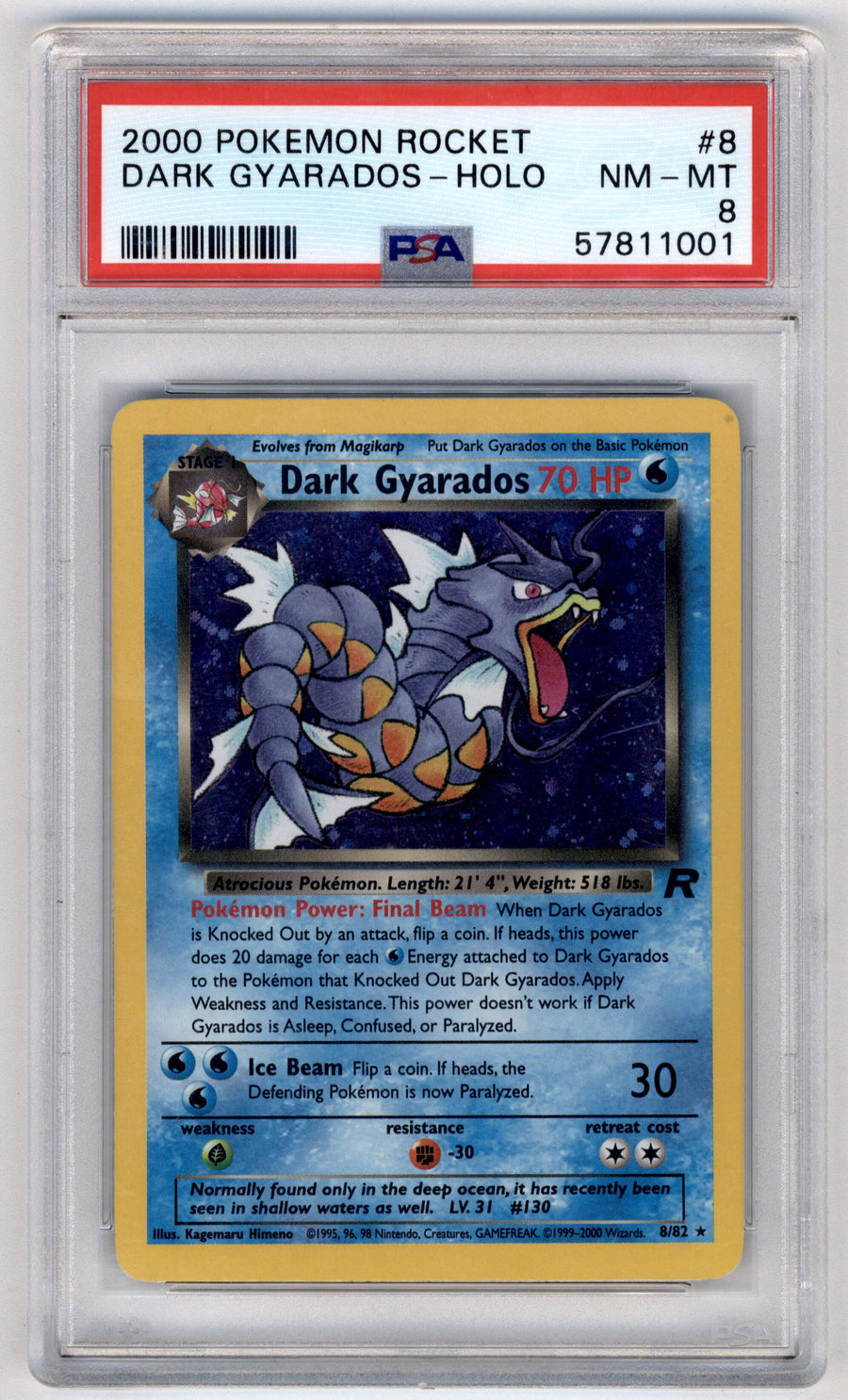 Pokemon Dark Gyarados 8/82 Holo 2000 Rocket PSA 8