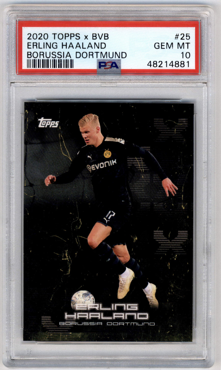 Topps Erling Haaland #25 2020 Topps X BVB Borussia Dortmund PSA 10