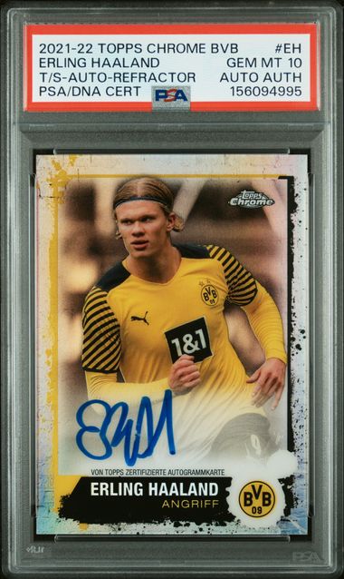Topps Erling Haaland 09/49 T/S-Auto-Refractor EH 2021 Topps Chrome Bvb Borussia Dortmund Team Set PSA 10