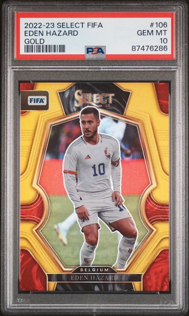 Panini Eden Hazard 07/10 Gold Mojo #106 2022-23 Panini Select FIFA PSA 10