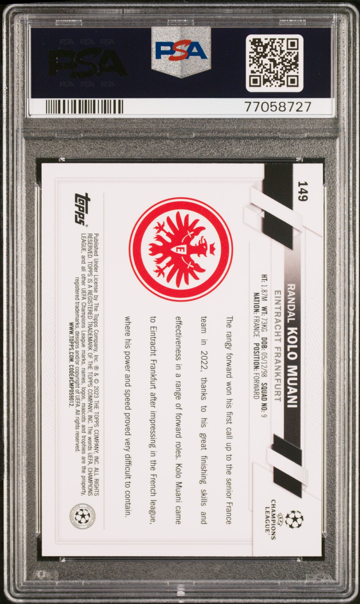 Topps Randal Kolo Muani Base UEFA Club Competition 1ST Edition 2022-23