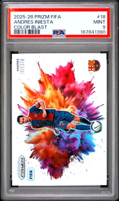 Panini Andres Iniesta Color Blast #18 2025-26 Prizm FIFA PSA 9