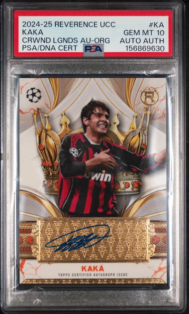 Topps Kaka 18/25 Crowned Legends Autographs #CLA-KA 2024-25 Topps Reverence Uefa Club Competitions PSA 10
