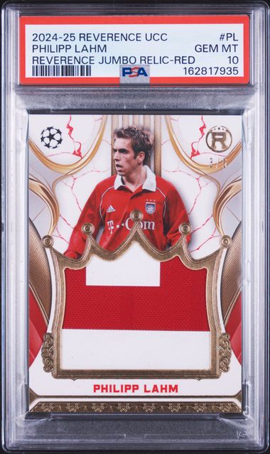 Topps Philipp Lahm 3/5 Reverence Jumbo Relic Red #RJR-PL 2024 Reverence Uefa Club Competitions PSA 10