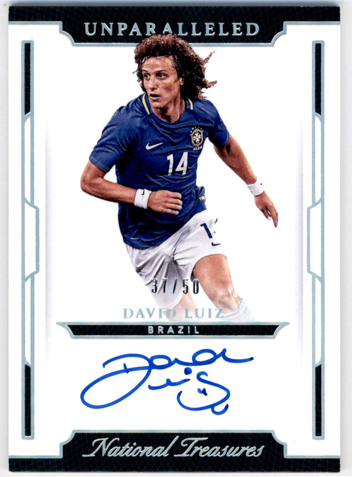 Panini David Luiz 37/50 On Card Autograph Unparalleled #U-DL 2018 National Treasures Soccer