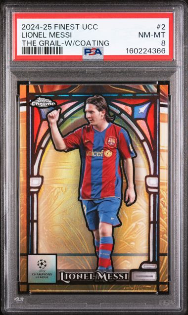 Topps Lionel Messi The Grail W / Coating #2 2024 2024-25 Topps Finest Uefa Club Competitions PSA 8