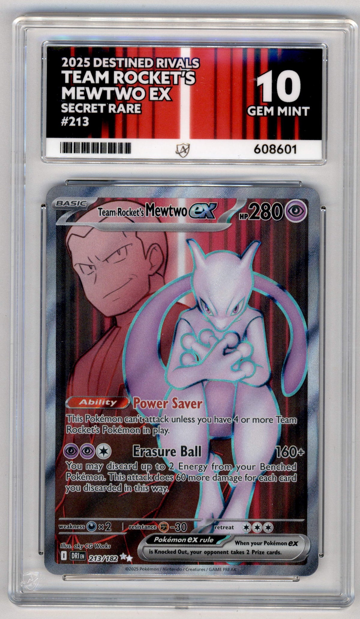 Pokemon Team Rocket's Mewtwo ex 213/182 Secret Rare 2025 Destined Rivals ACE 10