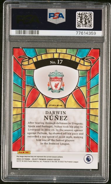 Panini Darwin Nunez Stained Glass #17 2022-23 Select Premier League PSA 10