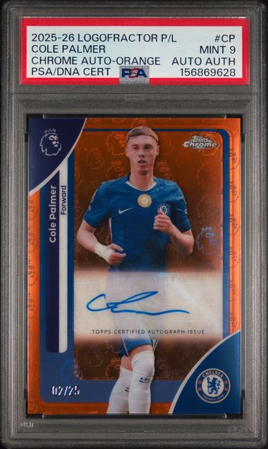Topps Cole Palmer 02/25 Chrome Autograph Orange #CA-CP 2025 2025-2026 Topps Chrome Premier League Logofractor Edition Chrome PSA 9