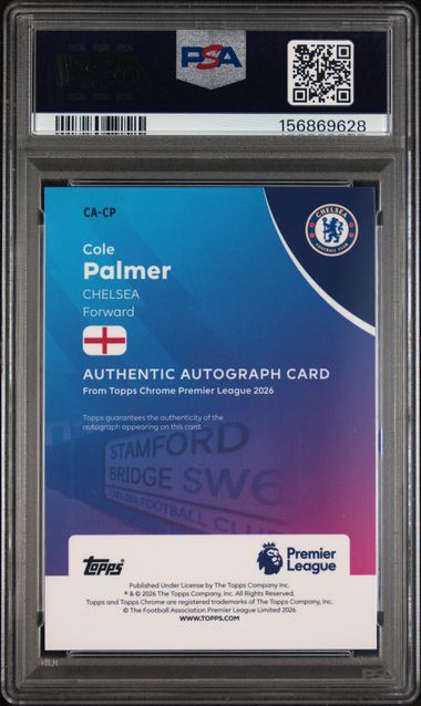 Topps Cole Palmer 02/25 Chrome Autograph Orange #CA-CP 2025 2025-2026 Topps Chrome Premier League Logofractor Edition Chrome PSA 9