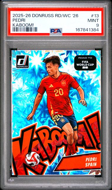 Panini Pedri Kaboom! #13 2025-26 Donruss Road to FIFA Kaboom PSA 9