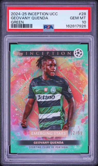 Topps Geovany Quenda 12/99 Green #28 2024-25 Topps Inception UCC PSA 10