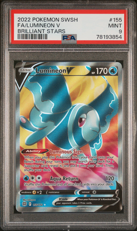 Pokemon FA/Lumineon V 155/172 Brilliant Stars Pokemon SWSH 2022 PSA9