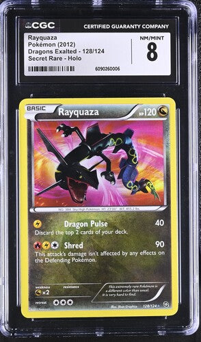 Pokemon Rayquaza 128/124 Secret Rare Holo Pokemon Dragons Exalted 2012 CGC8