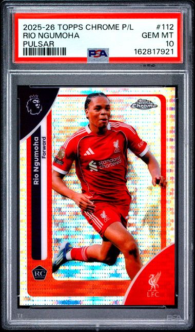 Topps Rio Ngumoha Pulsar #112 2025 -2026 Topps Chrome Premier League PSA 10