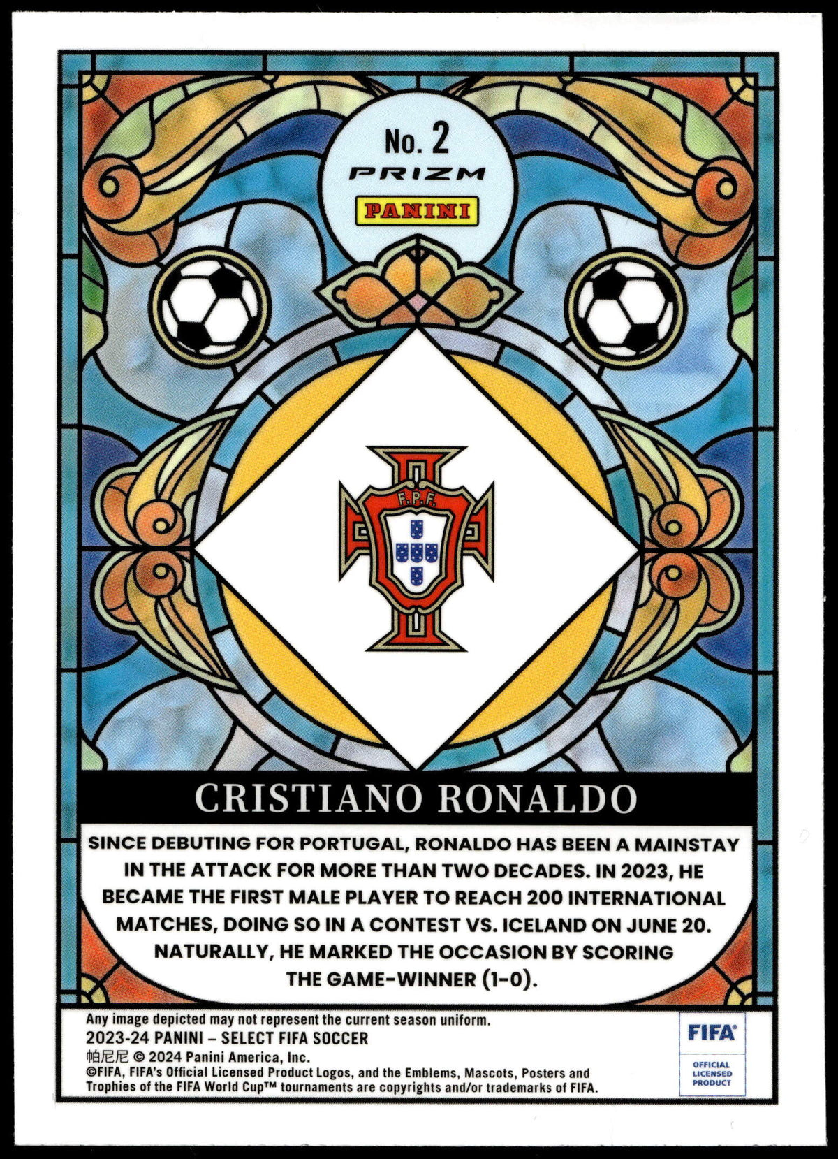 Panini Cristiano Ronaldo Stained Glass #2  2023-24 Panini Select Fifa Soccer