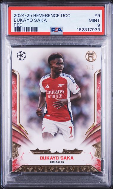 Topps Bukayo Saka 3/5 Red #9 2024-25 Topps Reverence UCC PSA 9