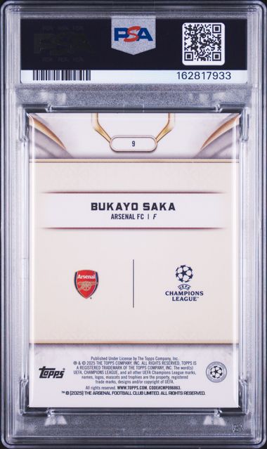 Topps Bukayo Saka 3/5 Red #9 2024-25 Topps Reverence UCC PSA 9