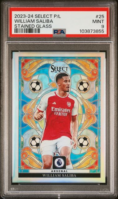 Panini William Saliba Stained Glass #25 2023 Select Premier League PSA 9