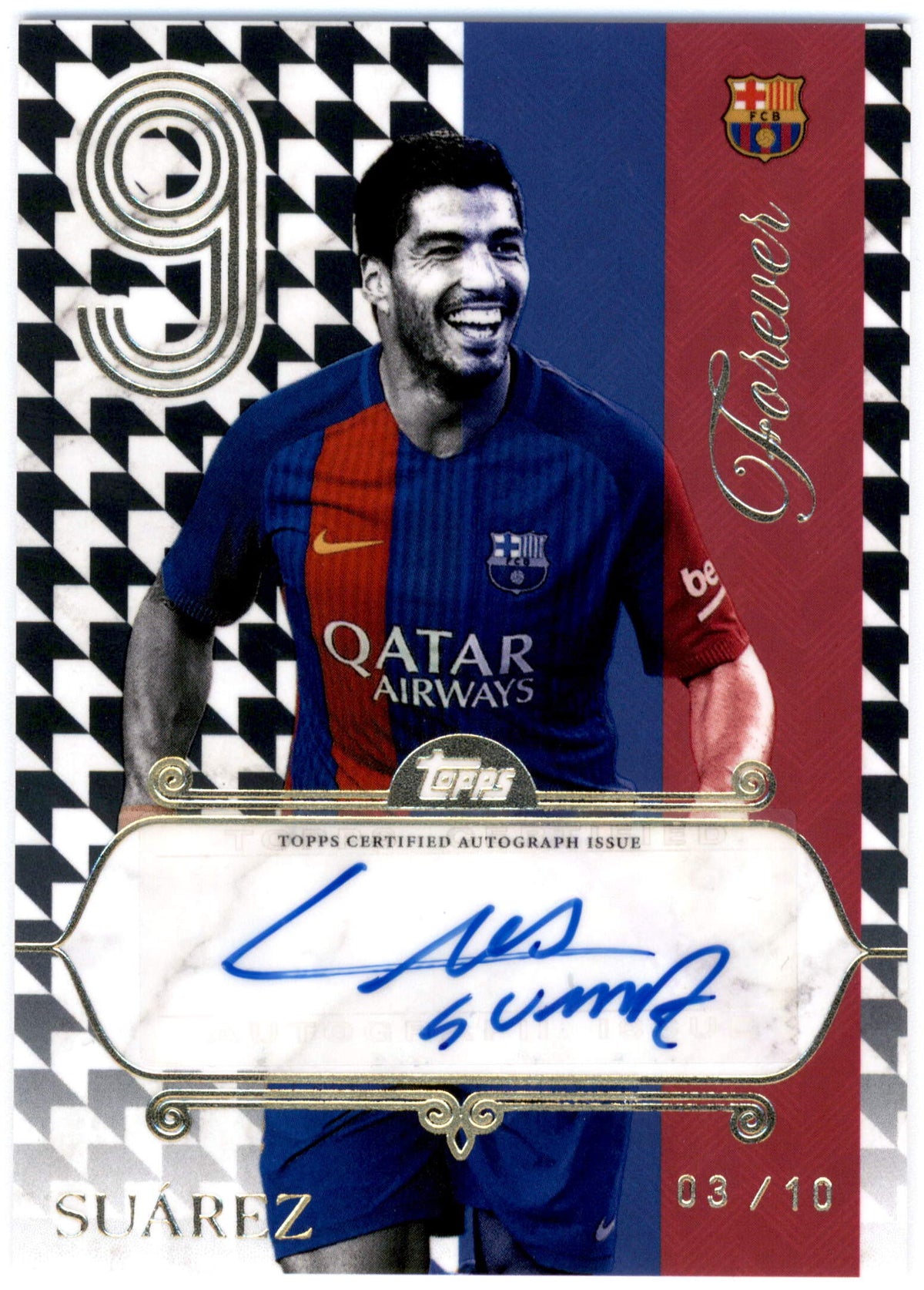 Topps Luis Suarez 03/10 Autograph #FK-LS 2025 FC Barcelona Forever