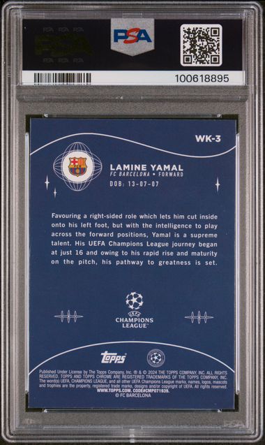Topps Lamine Yamal Wonderkids WK-3 2023-24 Chrome UCC PSA 9