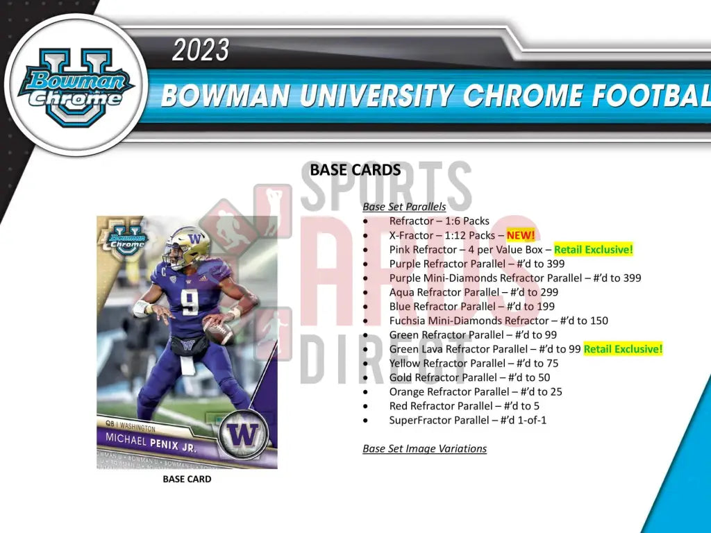 2023 Topps Bowman Chrome University Football Trading Card Blaster Box