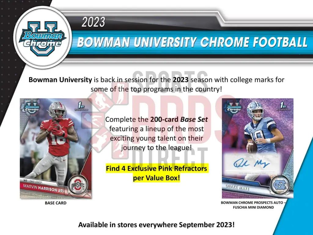 2023 Topps Bowman Chrome University Football Trading Card Blaster Box