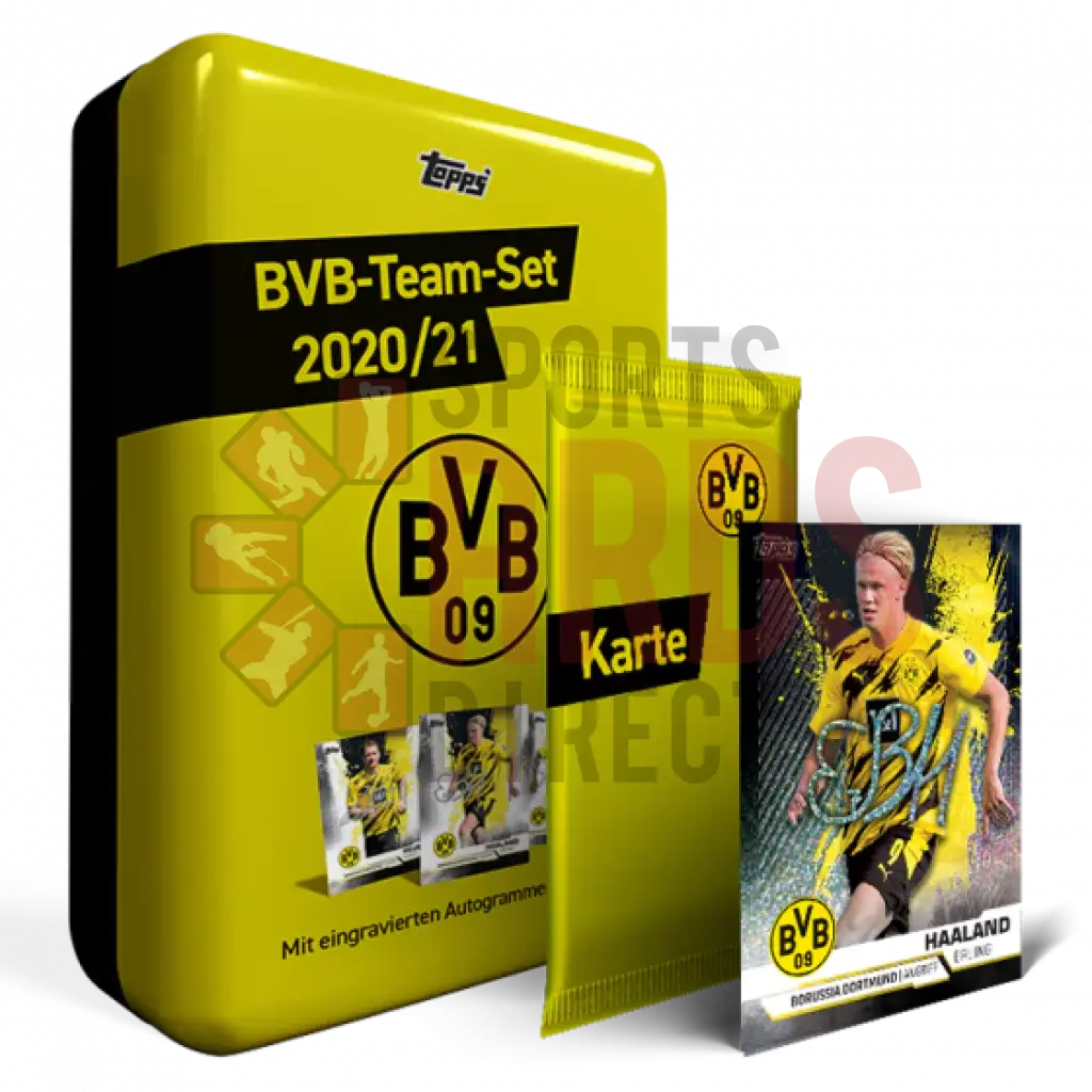 Topps Bvb Dortmund Soccer Team Set Box + Parallel Pack 2020/21 Collection Tin