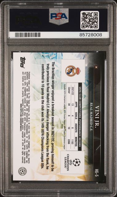 Topps Vini Jr Hidden Gems #HG5 2022-23 Chrome Uefa Club Competitions PSA 9
