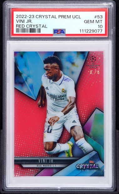 Topps Vini Jr 3/5 Red Crystal #53 2022-23 Crystal Premium Uefa Champions League PSA 10