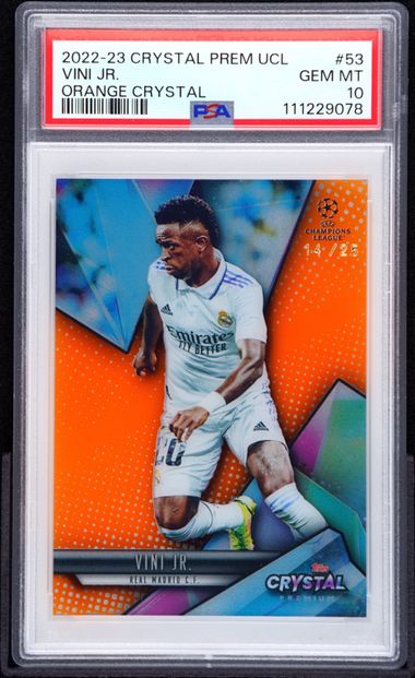 Topps Vini Jr 14/25 Orange Crystal #53 2022-23 Crystal Premium UEFA Champions League PSA 10