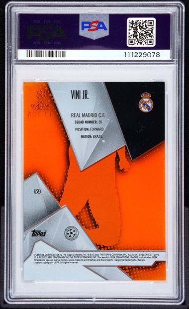 Topps Vini Jr 14/25 Orange Crystal #53 2022-23 Crystal Premium UEFA Champions League PSA 10