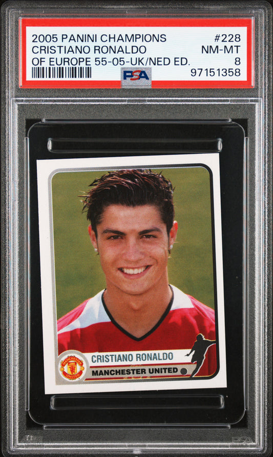 Panini Cristiano Ronaldo Sticker Panini Champions 2005 #228 PSA8