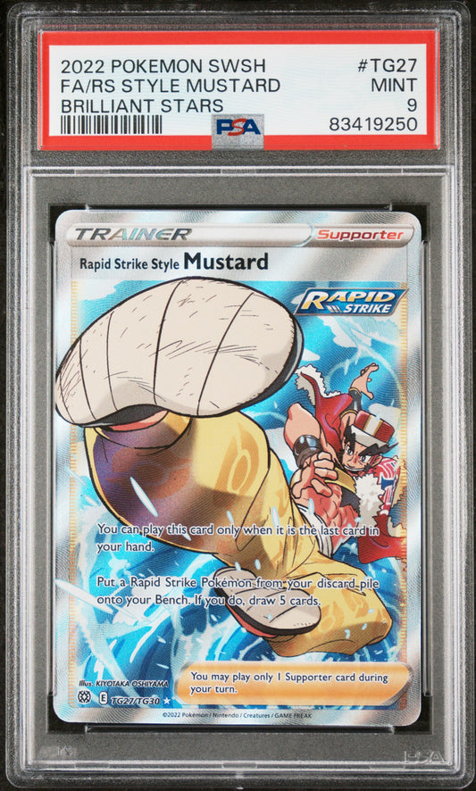 Pokemon FA/Rapid Strike Style Mustard TG27/TG30 Brilliant Stars Pokemon SWSH 2022 PSA9